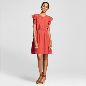 Ruffled Sleeve Dress - Poinsettia